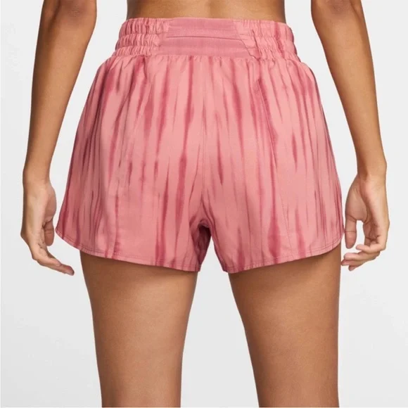 Nike One Dri-FIT High-Waisted 3" Brief-Lined Printed Shorts Pink XL NWT - Picture 2 of 10